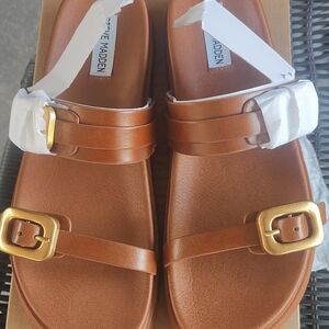 Steve Madden Brown Sandals with Gold Buckles